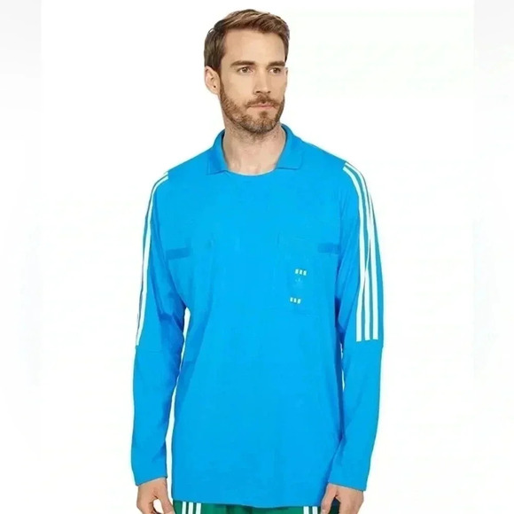 Adidas Mens Large 72 Hour Long Sleeve Oyster Blue Crew Neck Athletic Tee T-Shirt - Picture 1 of 12